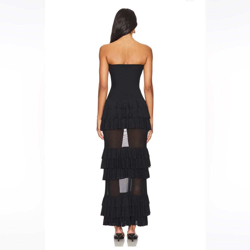 REVOLVE Strapless Black Ruffle Tiered Maxi Dress - Picture 3 of 3